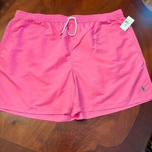 NWT Men's Polo Ralph Lauren Pink Swim Trunks w/ Green Polo Pony Size 4XB